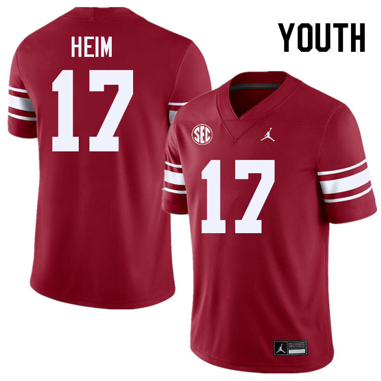 Youth #17 Taylor Heim Oklahoma Sooners 2024 SEC Conference College Football Jerseys-Throwback